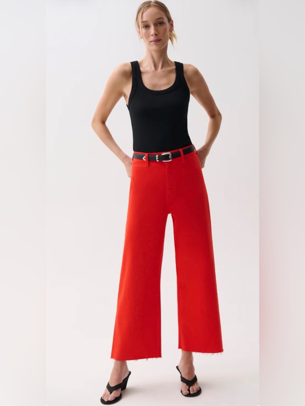Pistola PENNY CROP HIGH RISE WIDE LEG JEAN - CHILI